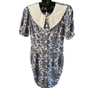 Jonathan Martin vintage dress rockabilly floral pin‎ up purple white size 7/8